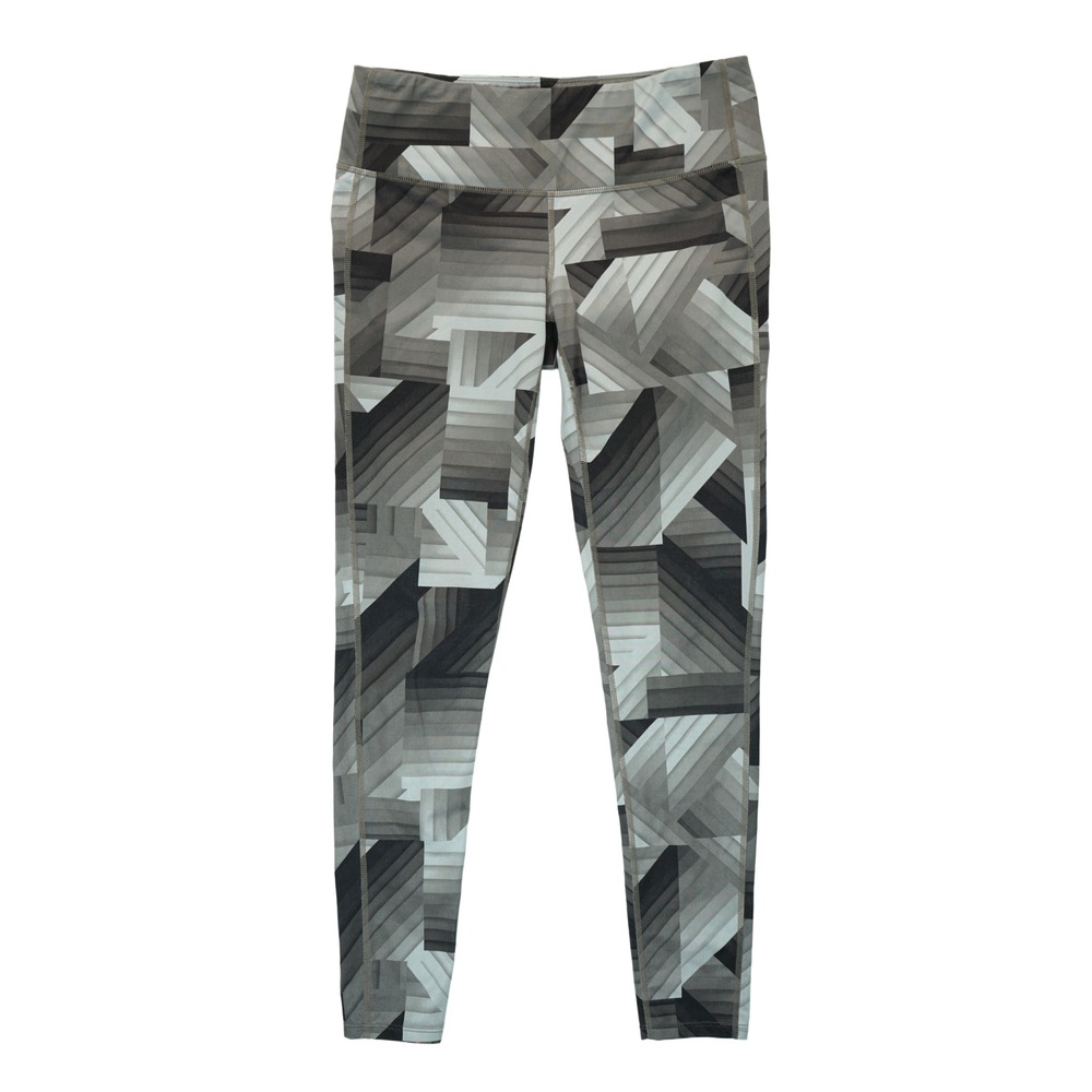 Athleta Medium Shale Gray Geometric Chaturanga Leggings Workout Compression